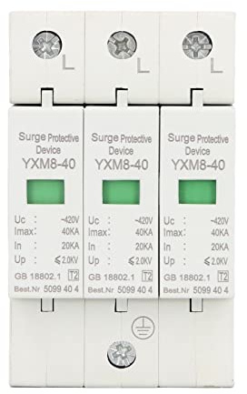 ANKROYU Protective Device 3P 40KA 420V High Performance Lightning Arrester Voltage Protector for Home and Industrial Electrical Safety Flame Retardant PC Material 35mm Rail Install
