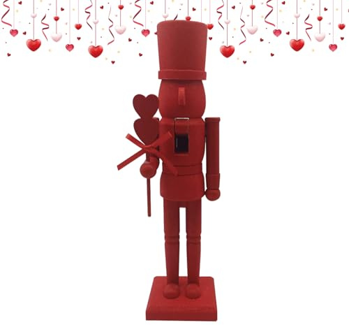 Figuras de Cascanueces – 14.2 Pulgadas, Figuras de Soldado de Amor, Cascanueces de corazón de Madera, para Navidad, día de San Valentín, Vacaciones, estantes, Chimenea, Centro de