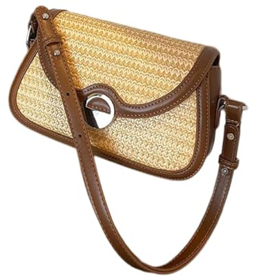 Bolso de Hombro a Juego para Mujer, Bandolera Retro a para Playa, Bolso Tejido a Mano para Mujer, Playa de Paja