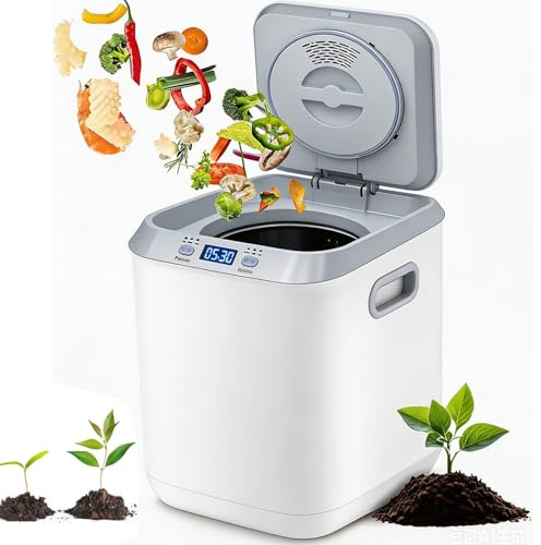 Compostador eléctrico de Cocina de 3,3 L, descompone hasta 1 kg de residuos de Alimentos al día, compostaje Interior sin Olor con tecnología ultrasilenciosa y descomposición rápida.