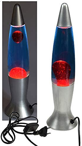 ChiliTec Lavalampe Dekoleuchte 40cm 1,5m Kabel mit Schalter 230V inkl. Leuchtmittel Rot Blau