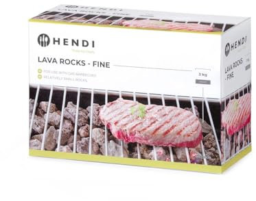 HENDI Pierres de Lave, Fine/Petite, pour Différents Types de Grills et Barbecues à Gaz, Roche Volcanique Naturelle, Pierre Réfractaire, Boîte de 3 kg