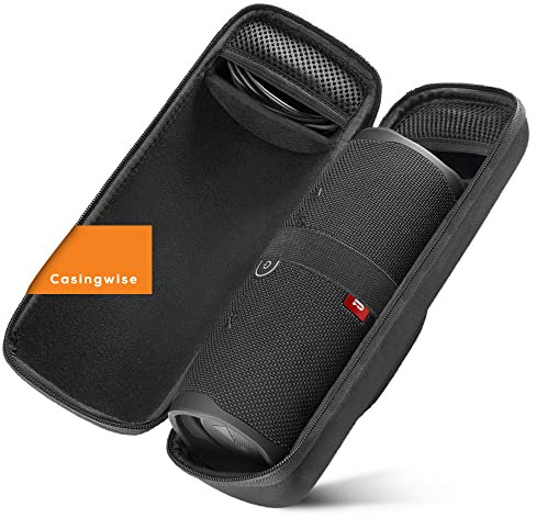 Casingwise Estuche para JBL Xtreme 3, Xtreme 2 / Bolsa para Altavoz Bluetooth con Compartimento de Viaje para Cables y Accesorios/Estuche rígido para JBL Box con Correa de Transporte Negro