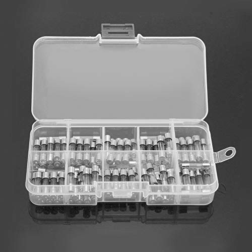 BE-TOOL - Juego de 100 fusibles de tubo de cristal de 5 x 20 mm, tubo de vidrio de soplado rápido