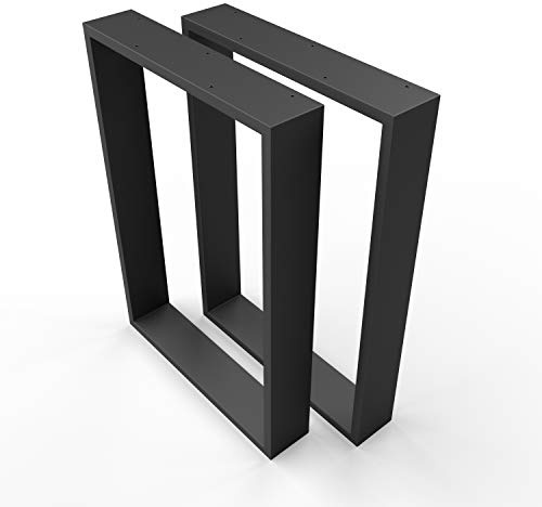 sossai® XXL Stahl Tischkufen TKK3 | Rahmenprofil: 100 mm x 20 mm | Breite 60 cm x Höhe 72 cm | Farbe: Schwarz | 2 Stück | Industrial Style Tischbeine, Tischgestell
