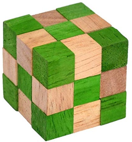 Snake Cube Green small, Schlangenwürfel grün klein Würfelschlange Knobelholz Puzzle IQ Puzzle Cobra Cube Holz Snake Cube 3x3x3 Brain Teaser IQ Test 3D Puzzle Kinderpuzzle Holzspielzeug