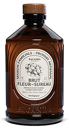 BACANHA - Sirop Bio et Brut - Sirop saveur Fleur de Sureau - Pour Cocktail, Eau, Limonade et Thé Glacé - 400 mL