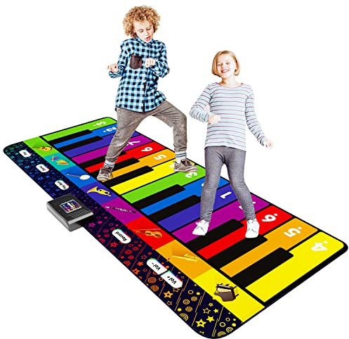 SUNLIN 6 ft. Floor Piano Mat for Kids & Toddlers, Giant Piano Mat, 24 Keys, 10 Built in Songs, 8 Instrument Sounds, Record & Playback, Song Booklet, Musical Toy Gift for Boys & Girls Age 3 4 5 6 7 8 9