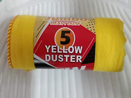 Qomfy 40pk Premium Jumbo Yellow Duster Heavy Duty Cloth Kitchen Cleaning cloth Yellow Towel Strong 100% Woven Cotton Lint Free Duster Cloth for Window Polishing, Dusting 50x45cm
