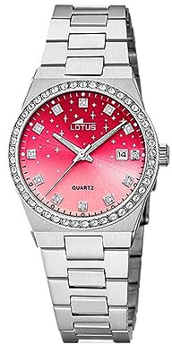 LOTUS Reloj Mujer Analógico de Acero Inoxidable 316l Plateado | Movimiento de Cuarzo, Cristal Mineral de Alta Resistencia, Resistente al Agua 10 ATM, Calendario, Special Prices 18885/2