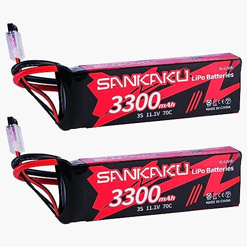 SANKAKU 3300mAh 3S Lipo Akku 11,1V 70C RC Lipo Stecker XT60 für RC Flugzeug Quadrocopter Hubschrauber Drohne FPV 2 Stück
