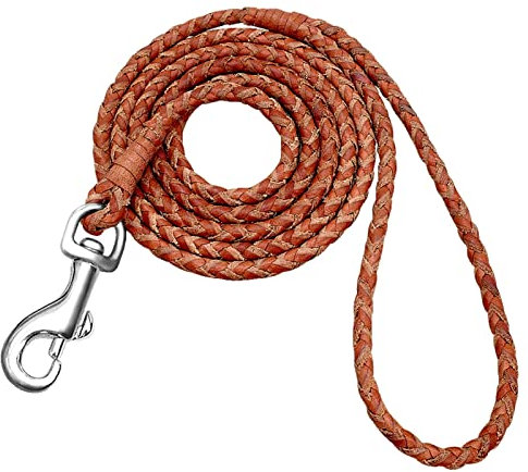 Hundeleine, Gerollt, Rund, Geflochten, Aus Leder, for Kleine, Mittelgroße Hunde, Laufen, Laufen, Trainingsleine (Color : Brown, Size : M)