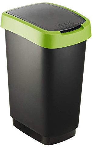 Rotho Salsa Pattumiera da 25 l con coperchio, in plastica (PP) senza BPA, verde, 25 l (33,3 x 25,2 x 47,6 cm)