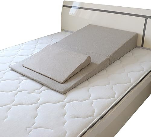 Keilkissen Bett Lesekissen Extra breit Bettkeilkissen, Keilmatratzenerhöhung, Zusammenklappbare Neigungskissen zum Schlafen, saurem Reflux, nach Operationen, GERD, Schnarchen ( Color : Khaki , Size :