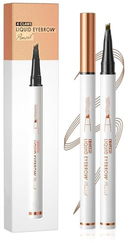 Matita Sopracciglia Waterproof, Matita Sopracciglia con 4 Punti per Applicazione Precisa Prova di Sbavature Lunga Durata, Penna Sopracciglia Effetto Pelo Creare La Forma Naturale - Marrone Scuro