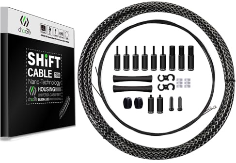 CNCLOL Mountain Bike Gear Cable Set, Coated Braided MTB Shift Cable Housing with Teflon Inner Derailleur Cable for Bicycle/BMX/Road, Black Gold Silver Titanium Silver
