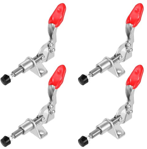 WUISOLQP 4 Stück Kniehebelspanner Schnellspanner Set Kniehebelklemme Push Pull Action Handwerkzeug Waagrechtspanner Vertikale Clamp Schnellspannwerkzeug für Maschinenbetrieb Zimmerei Schweißen