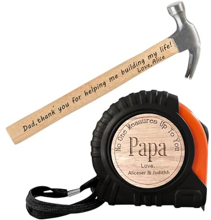 Ensemble de marteau à mesurer à ruban personnalisé pour papa, personne ne mesure à vous, ruban à mesurer de papa en bois personnalisé pour la fête des pères, cadeaux pour grand-père