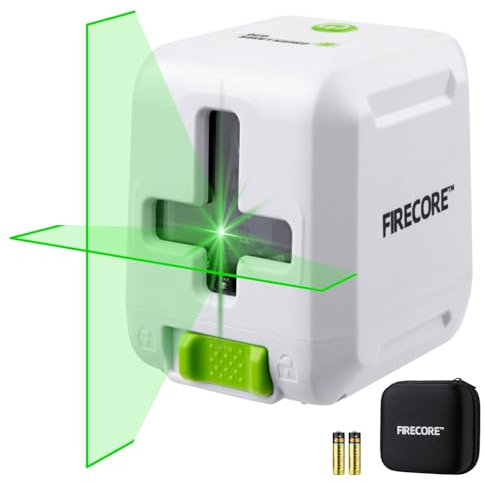 Laser Level Firecore Cross Line Laser - Self-Levelling and Manual Mode - Precise Levelling and Alignment Work for DIY - Lightweight and Portable - Carrying Case and 2 Alkaline Batteries Included