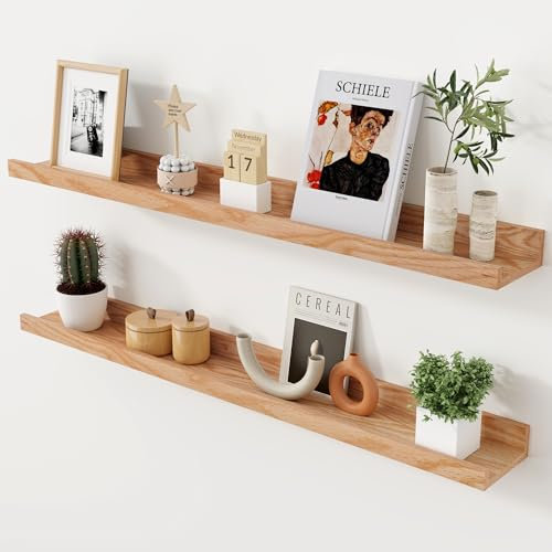 Axeman Eichen-Bilderregal, 91,4 cm, schwebende Regale, 2er-Set, Massivholz Eichenholz, Wandregale mit Lippe, Wanddekoration, Aufbewahrung für Schlafzimmer, Wohnzimmer, Badezimmer, Küche, Kinderzimmer,