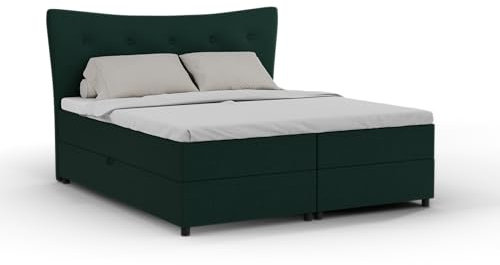 PANDA MÖBEL Nevada Boxspringbett 180 x 200 cm Doppelbett mit hochwertiger Bonell-Matratze und Topper, Polsterbett mit Bettkasten, Schlafzimmer, Bequem, Modern, Stilvoll