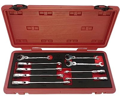 WANGBINGXING SchraubenschlüSsel Set 9/12-teiliger Rohr-Ratschen-Maulschlüssel mit flexiblem/fixiertem Kopf, Maulschlüssel, Ölschlüssel SchraubenschlüSsel (Color : 9pcs Flex Head)