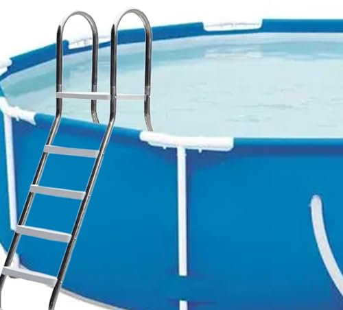 BOTOWI 133 cm Oberirdische Schwimmbadleiter, Hochbelastbare Poolleiter Aus Edelstahl 304, Für Innenpools, 4 Stufen, Korrosionsbeständiger Metallrahmen Mit Hochbelastbaren Kunststoffstufen