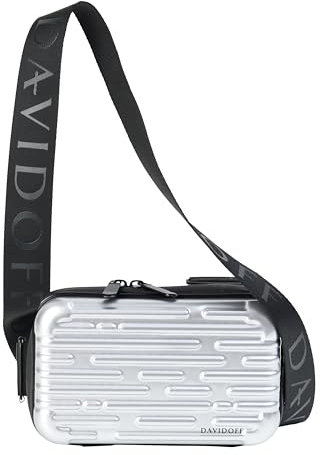 DAVIDOFF THE LIMITED EDITION Hardcase Crossbody - Herren Umhängetasche in mattem Metallic-Grau - wasserdichte Tasche - Männer Umhängetasche aus recyceltem Material - inspiriert Cool Water