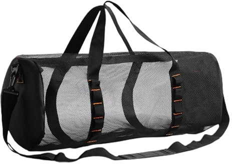 Netz-Sporttasche – Netz-Tauchtasche, Tauchausrüstungstasche, zylindrische Netz-Tauchtasche mit verstellbarem Riemen, Sporttasche mit großem Fassungsvermögen, Multi-Tauchausrüstung