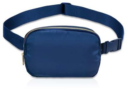 FuninCrea Fanny Pack, wasserdichte Nylon Hüfttasche Brusttasche mit verstellbaren Riemen für Frauen Männer, Modische Gürteltasche mit 3 Mesh Taschen zum Training, Laufen, Reisen, Wandern (Blau)