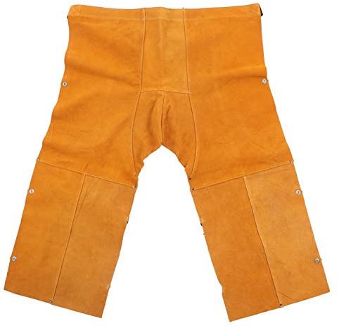 HUSHUI Grembiule Saldatura in Pelle, Pantaloni Saldatura a Gamba Divisa Resistenti Al Calore e Alla Fiamma, Grembiule Officina Regolabile per Saldatori e Fabbri