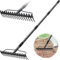 Garten Rechen, Metallharke mit 17 Zinken, Hochleistungs-Gartenharke 4 FT mit Edelstahlgriff, grau