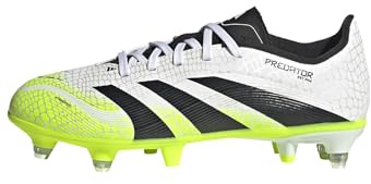 adidas Unisex niños Predator League Soft Ground Football Boots Kids, Cloud White/Core Black/Lucid Lemon, 30 EU