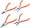 FUNSUEI Sprengringzangen Set 4tlg, 180 mm / 7 Zoll Gerade Gebogen Innen und Externe Sprengringzangen Sicherungsringzange Set mit Kunststoff Ergonomische Griff, Orange