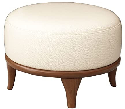 Generisch Osmanischer Fußhocker, Fußhocker, Fußstütze, Leder-Fußhocker, Fußstütze, gepolsterter Sitz, Fußstütze für Wohnzimmer, Schlafzimmer, Couchtisch (Farbe: Weiß, Größe: Rund)