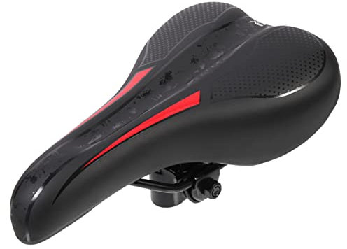 SKISUNO Ergonomischer Dicker Wasserdichter Fahrrad-Sattel Mit Komfortabler Polsterung Für Mountainbikes Einfache Installation Atmungsaktiv Rot Geeignet Für Anfänger Und Profi-Fahrer