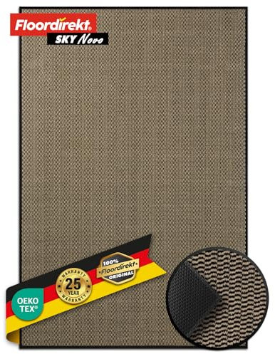 Floordirekt Felpudo Premium para Entrada, 90 x 120 cm, Color Negro Ocre, para Interior y Exterior, Antideslizante y Lavable, Alfombra para Pasillo, Alfombra para Puerta de casa, Sky Novo