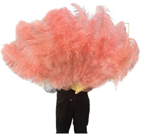 Handgehaltener Klappbarer FederfäCher 130CM/100CM Weißer großer Federfächer Flauschiger 13 Knochen Handheld for Karneval Tanz Bühnenauftritt & DIY Handwerk FüR Hochzeit Halloween Tanzen Show Tee Party