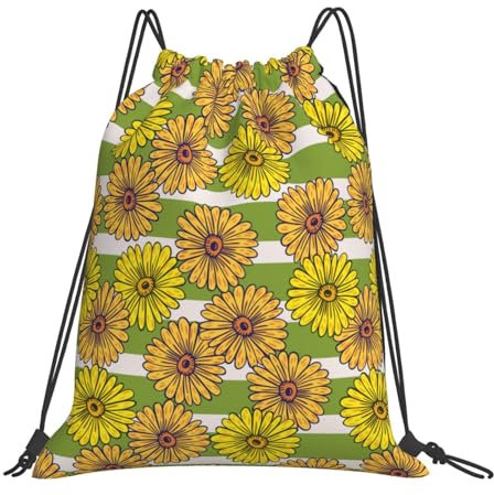 Tunnelzug Gymsack Sonnenblume Gymnastikbeutel wasserdichte Schultertasche Faltbar Sportrucksack, Für Reisen, Yoga, Strand, 36x42cm