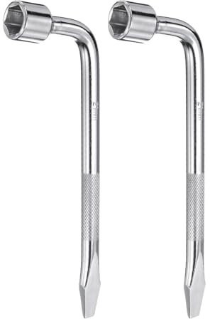 QUARKZMAN 2 Stück Autoreifen Ersatzrad Radmutternschlüssel 21mm aus Kohlenstoffstahl L-Typ Schlitzend-Hexagon-Steckschlüssel L-förmiges Reifenreparaturwerkzeug für die Fahrzeugreparatur