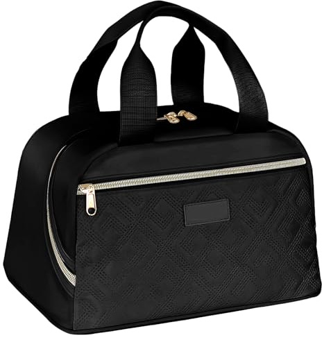 Linkidea Lonchera aislada para mujeres y hombres, lonchera de gran capacidad, reutilizable, a prueba de fugas, para el trabajo, picnic, viajes (Negro)