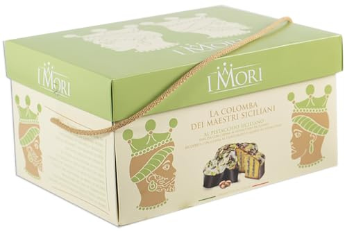 I Mori la Colomba Artigianale dei Maestri Siciliani con Crema al Pistacchio, Ricoperta con Glassa al Cioccolato Bianco e Quarti di Pistacchio 900g