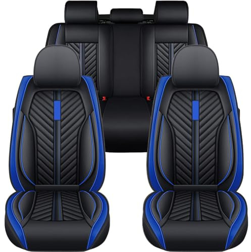 JoyRozTek Autositzbezüge Für Dacia Duster Prestige PU Leder Komplettset Auto-Schonbezüge, Airbag-freundlich, Autositzbezug Set, ZT08, Schwarz & Blau