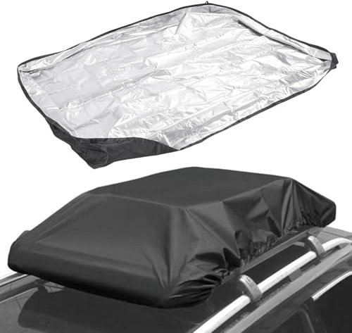 Asixxsix Car Roof Rack Cover, 420D Silver Coated Oxford Fabric Rainproof Roof Cargo Bag Protective Cover, Dust Proof Car Rooftop Cargo Carrier Roof Bag Covers