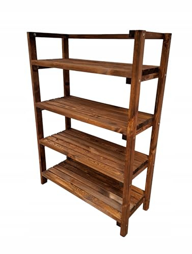 HolzGarden Holzregal Stehend 86x120x35 cm Schwerlastregal bis 320 kg Standregale Imprägniert Kiefer Holz Kellerregal Ablagengarage Küchenregal Farbe Teak