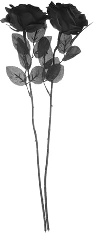 DECORNIJIA 2 Stück Künstliche Schwarze Rosen aus Samt Realistische Deko Blumen für Fotorequisiten Tischarrangements Vielseitige Langlebige Stoffblumen für und Bürodekoration