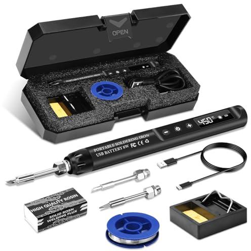 Daakro Kabelloser USB Lötkolben Set mit LCD Display