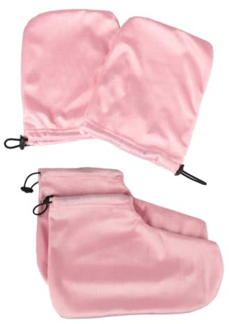 Paraffintherapie Zubehör Satz 2 Paar, Baumwolle Plüsch Rosa | Wachsbad Fuß und Handbezüge, Zuhause für Heiße Wachsbehandlung, Hält Wärme und Unterstützt Feuchtigkeit