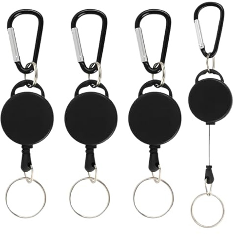 GNALIA Portachiavi Allungabile 3 Pezzi Nero Estensibile 65Cm - Per Badge Insegnante Medico Infermiere Con Moschettone Resistente