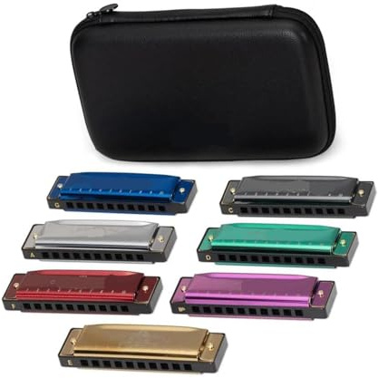 Profi Mundharmonika 7-teiliges Mundharmonika-Set 10 Löcher 20 Töne Blues Mit EVA-Etui